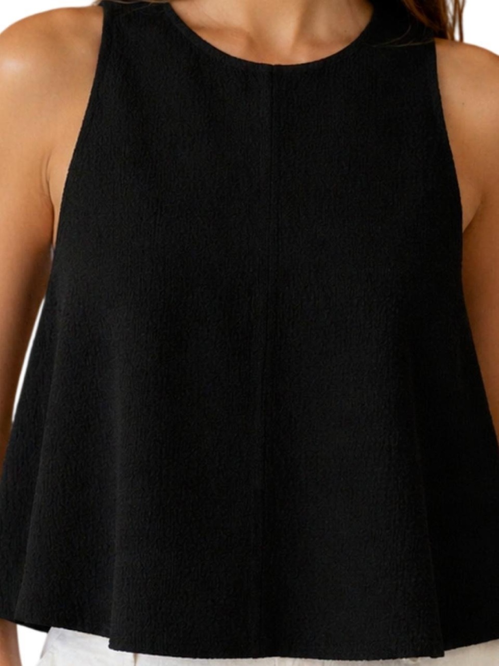 Black Sleeveless Suede Material Shell Top - Aritzia